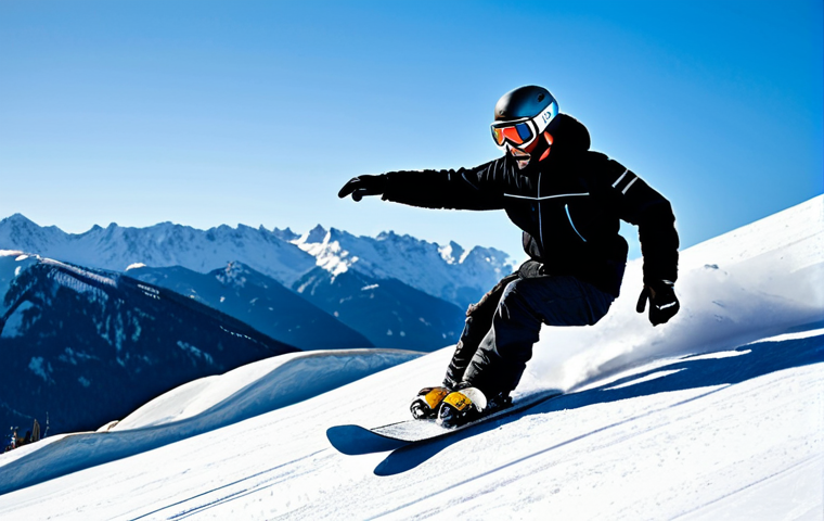 **

"A professional snowboarder, fully clothed in appropriate winter gear, executing a smooth turn on a blue slope. Background shows snow-covered mountains and a clear sky. Safe for work, family-friendly, perfect anatomy, natural proportions, modest clothing, professional snowboarding photography, high quality."

**