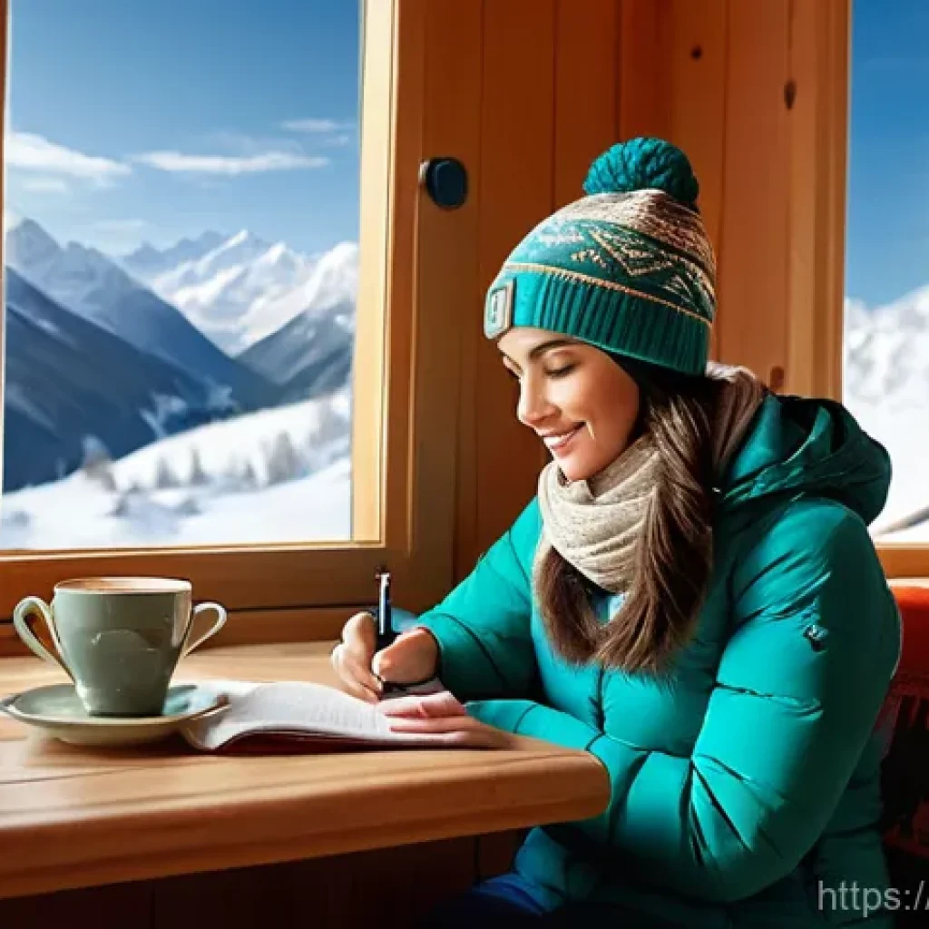 스키 초보자를 위한 책 추천 - The Studious Skier's Retreat**
"A young adult, perhaps a woman wearing a modest yet stylish winter o...