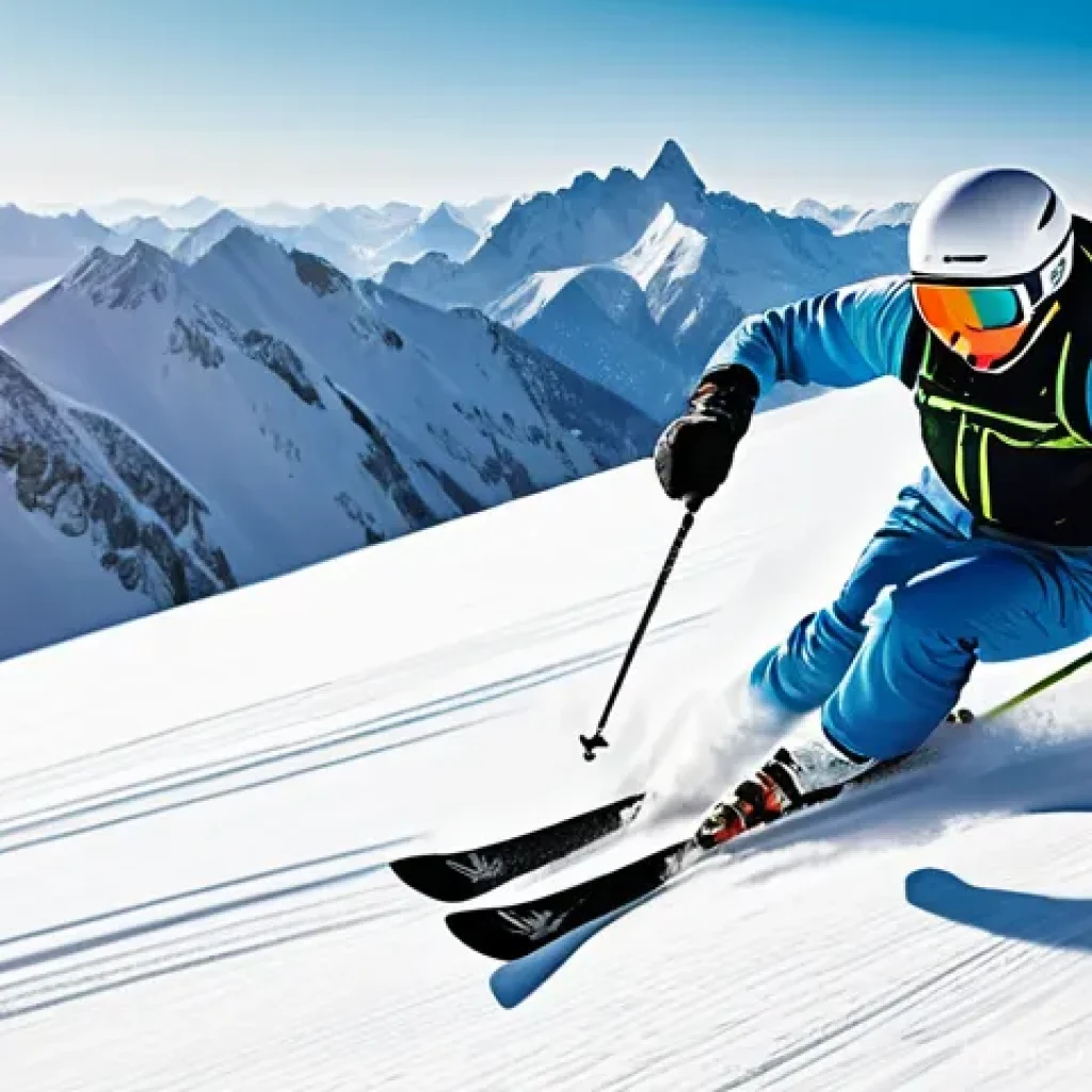 스키 전문가 초청 강의 - **Prompt:** A skilled skier navigates a diverse mountain slope, demonstrating an intuitive connectio...