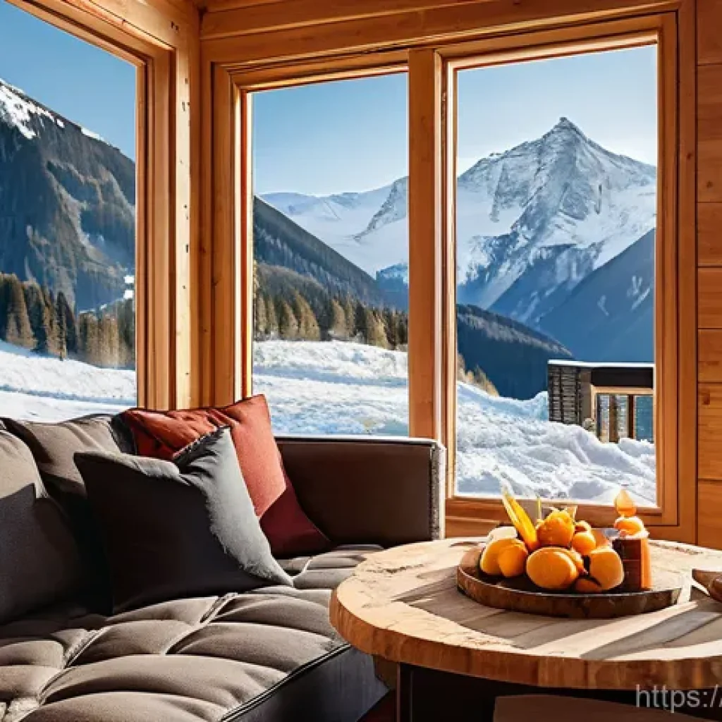 해외 스키장 추천 - **Luxury Alpine Chalet Retreat:**
    A luxurious, warm, and inviting alpine chalet interior during ...