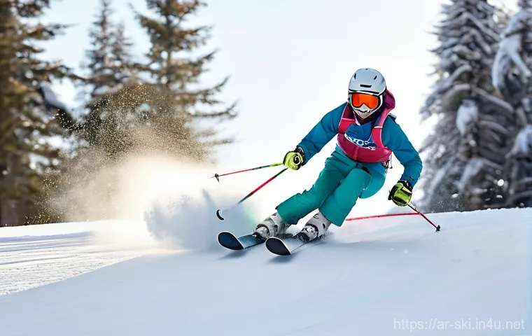 스키 초보 트레이닝 프로그램 - **Prompt 2: "Mastering Basic Balance on a Gentle Slope"**
    "A full-body image of a person learnin...