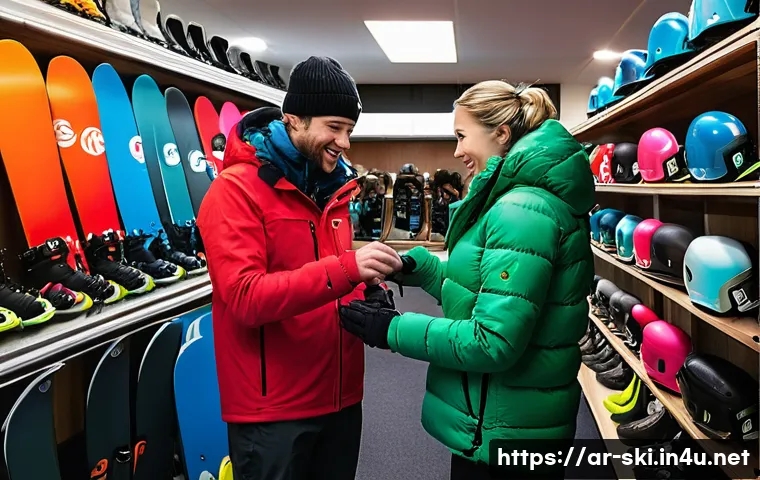 스키와 보드 렌탈 추천 장소 - **Prompt 1: The Welcoming Ski Rental Shop**
    "A vibrant and bustling ski and snowboard rental sho...