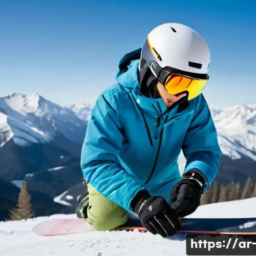 Home 31 스노우보드 안전수칙 - **Prompt 1: The Diligent Gear Check**
"A young adult snowboarder, gender-neutral, wearing a vibr...