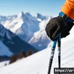 Home 18 스키 지팡이 사용법 - A detailed close-up of a skier’s hands gripping ski poles correctly, showing fingers wrapped firmly ...