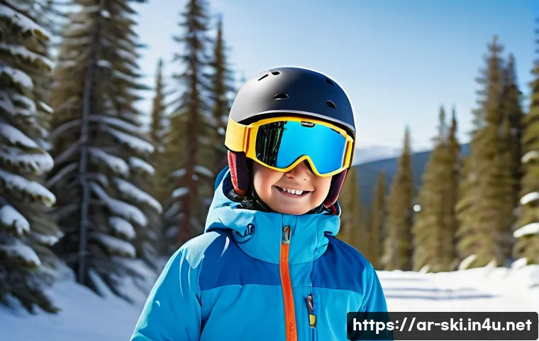 스노우보드 주니어 장비 추천 - A cheerful Arab child wearing lightweight, comfortable ski boots with adjustable straps, dressed in ...