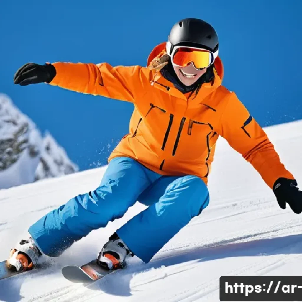 스키 초보자 넘어지기 연습 - A confident beginner skier wearing full protective gear including a certified helmet, padded wrist g...