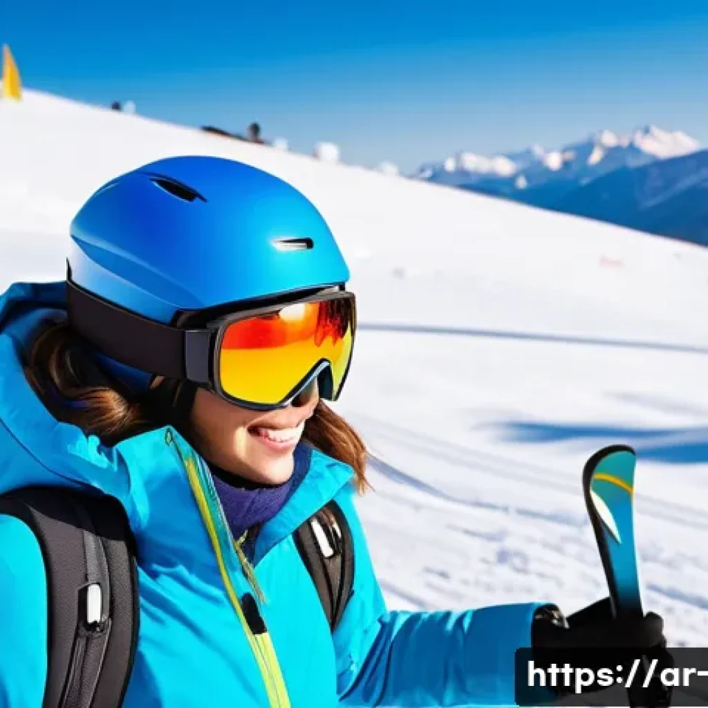 스키장 기후별 준비물 - A family of Middle Eastern descent preparing for a skiing trip at a snowy mountain resort, wearing l...