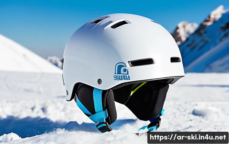 스노우보드 헬멧 추천 - A detailed close-up of a high-quality ski helmet designed for Arab winter sports enthusiasts, showca...